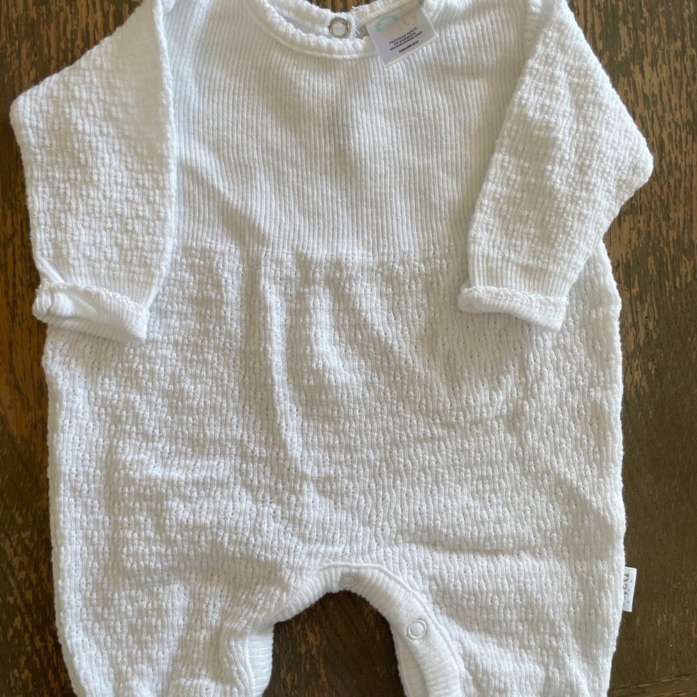 Paty Baby White Textured Knit Romper – Newborn